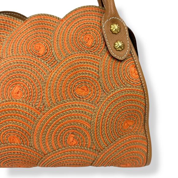 Vintage ERIC JAVITS NEW YORK raffia woven leather handbag - Picture 4 of 16